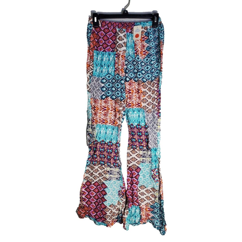 Women's New Look Stretch Lounge Bell Bottom Style Pants Sm Colorful Fun To Wear